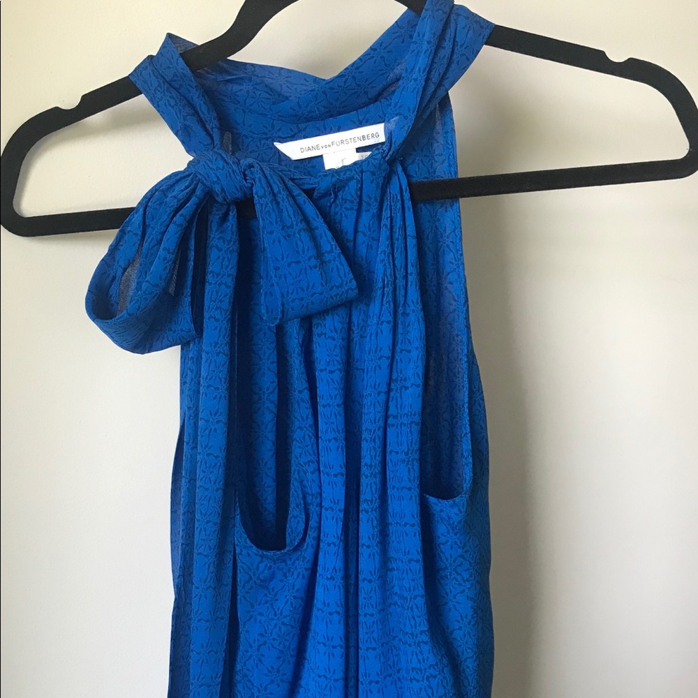 Diane VF Blue dressy sleeveless racer cut top